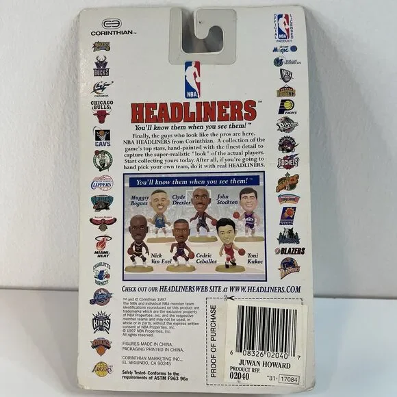 NBA Headliners Juwan Howard Figure Washington Wizards Corinthian 1997  Sealed - Picture 7 of 8